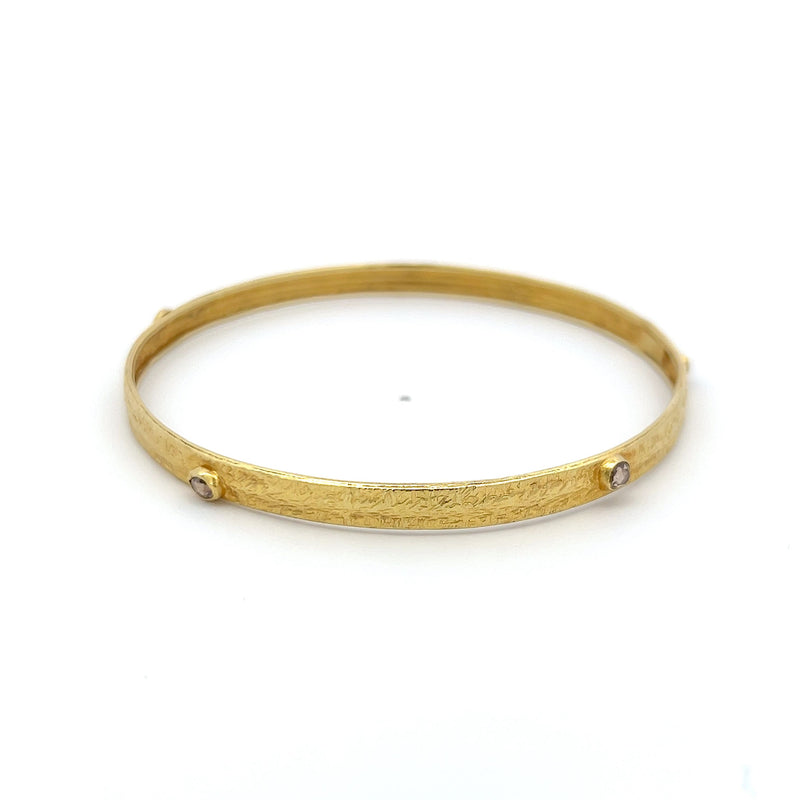 0.25 Carat Rose Cut J SI1 Diamond 18 Karat Yellow Gold Bangle Bracelet