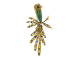 6.50 Carat Jade 1.38 Carat Sapphire 0.35 Carat Diamond Ruby 18K Yellow Gold Pin Brooch