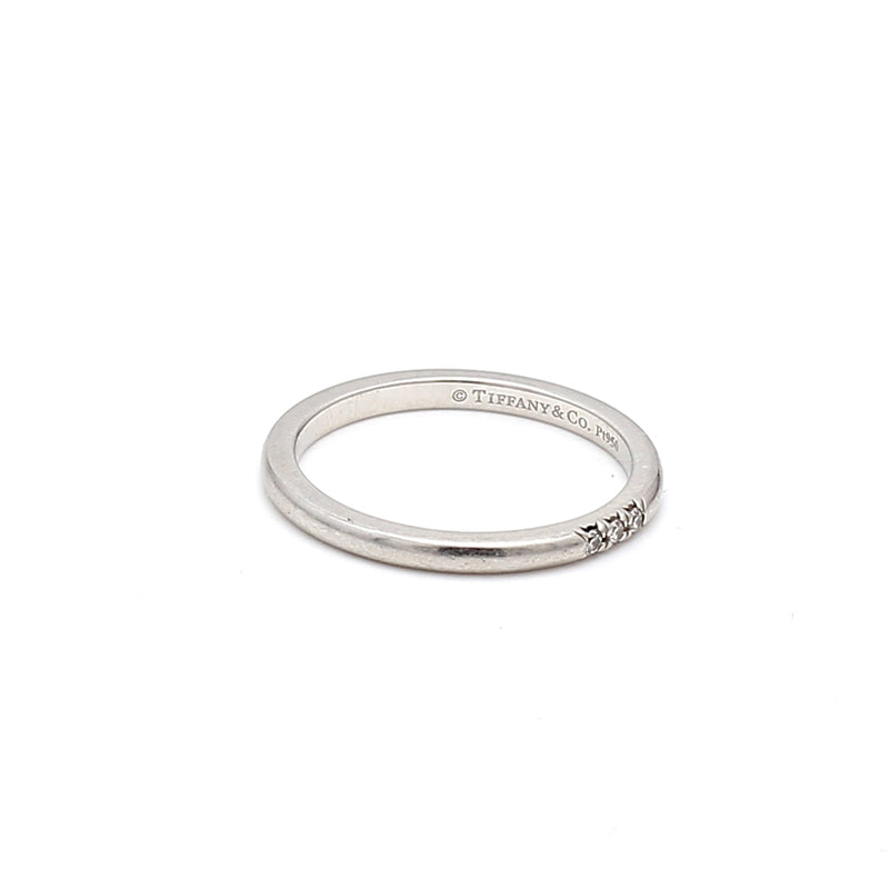 Tiffany & Co 0.02 Carat Round Brilliant F VS1 Diamond Platinum Band Ring
