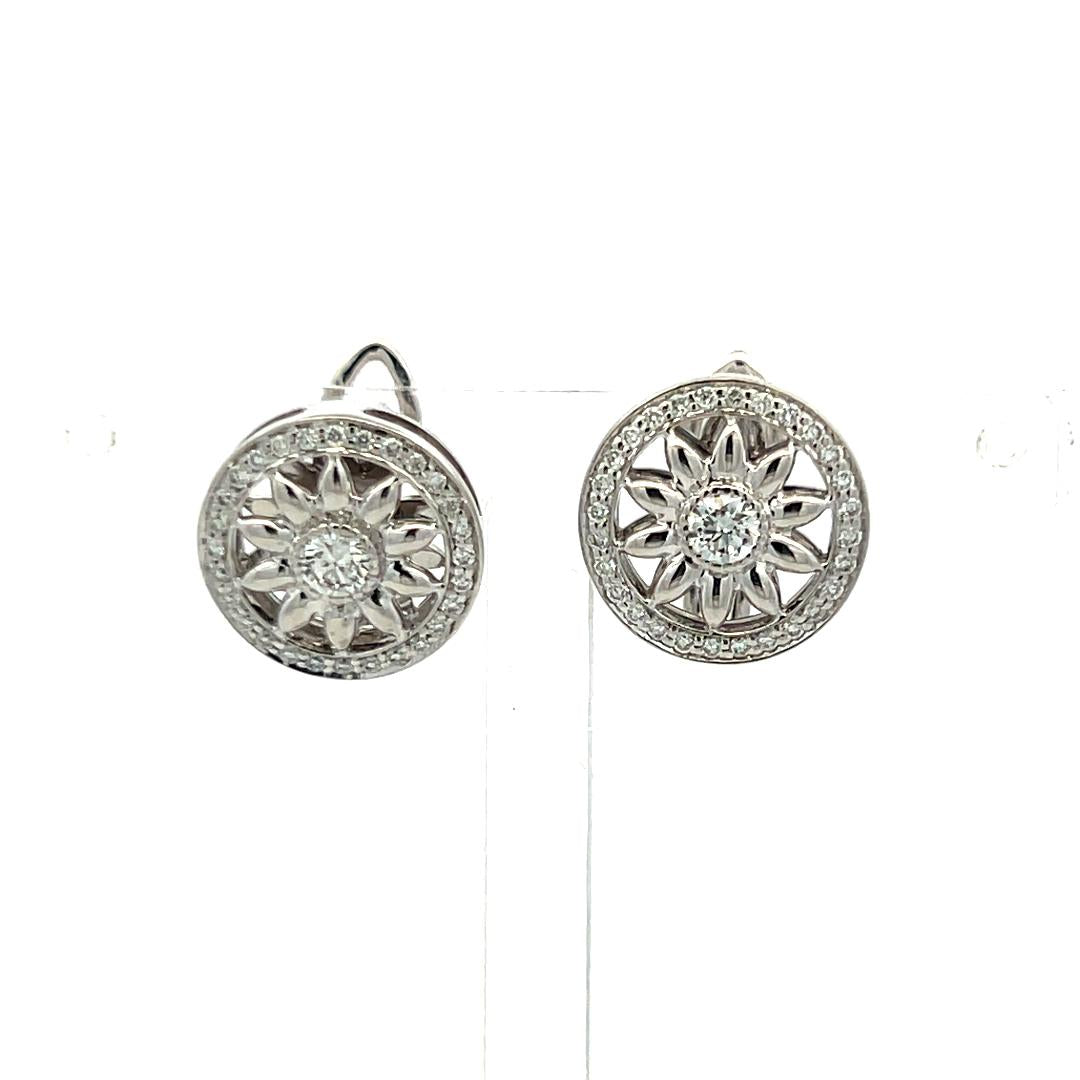 Harry Winston 0.55 Carat Round Brilliant F VS1 Diamond Platinum Clip On Earrings