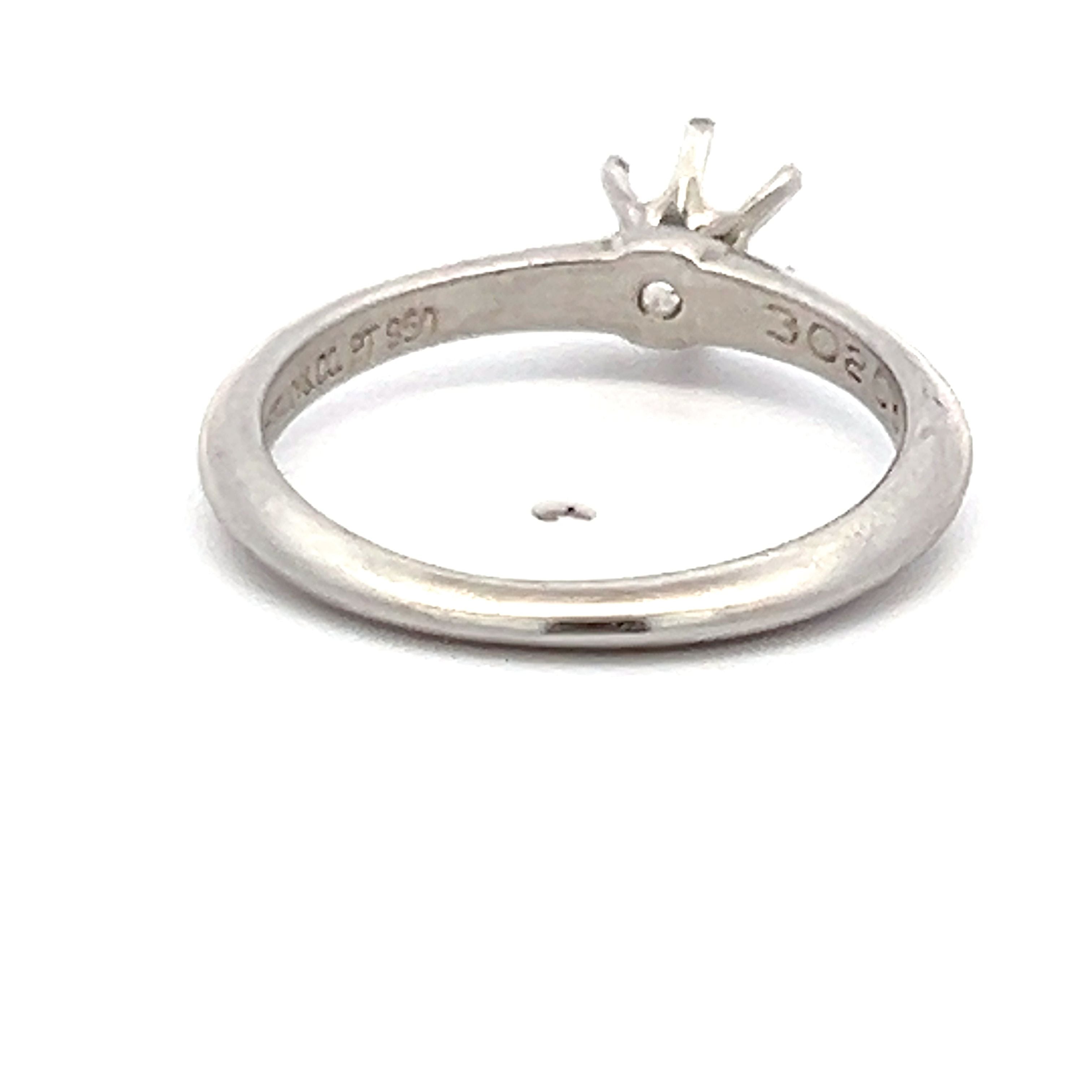 Tiffany & Co Vintage 3.20 Grams Size 4.50 Platinum Semi Mount Ring