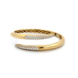 1.60 Carat Round Brilliant Diamond 18 Karat Yellow Gold Cuff Bracelet