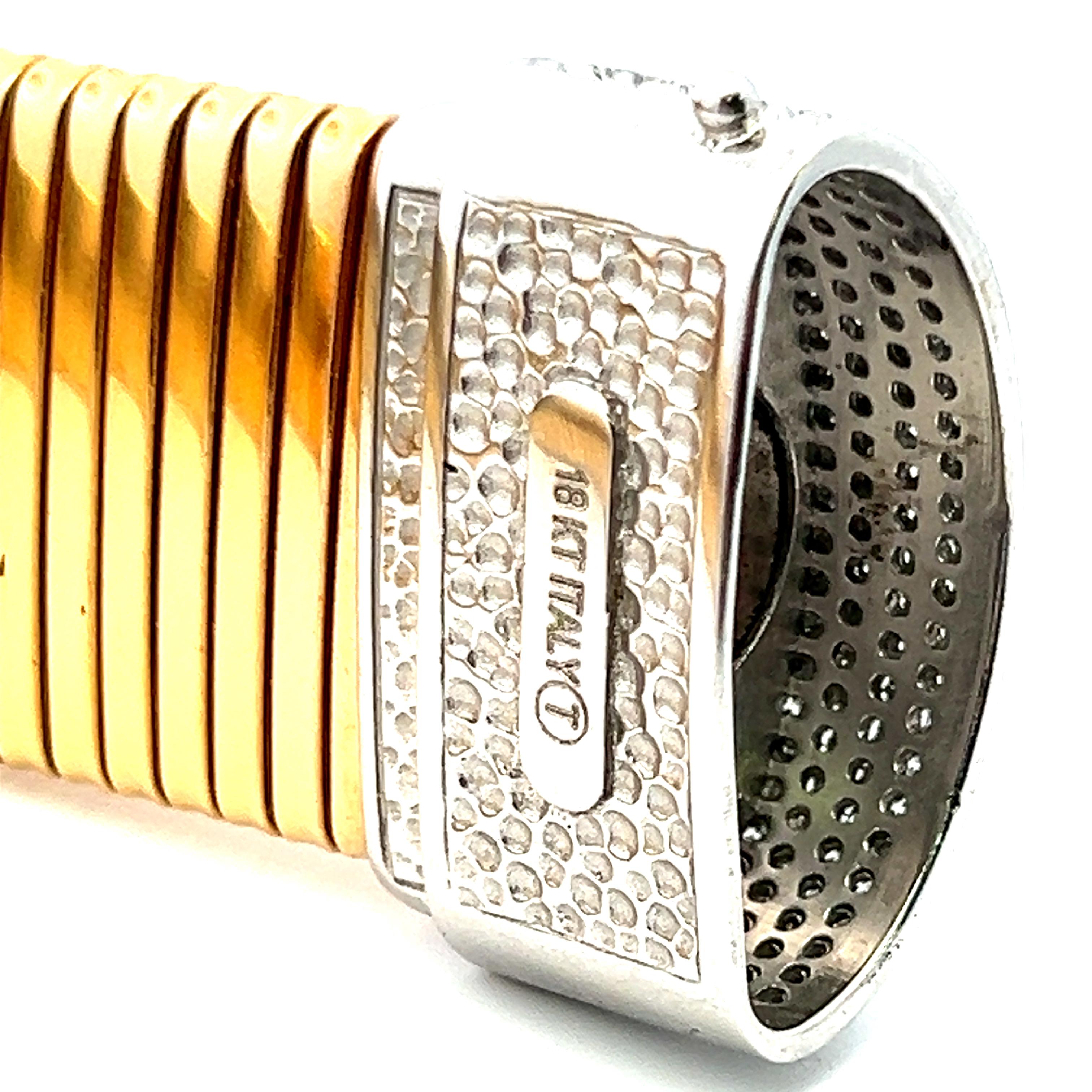 2.00ct Round Brilliant H VS1 Diamond 18K Two-Tone Gold Tubogas Bracelet