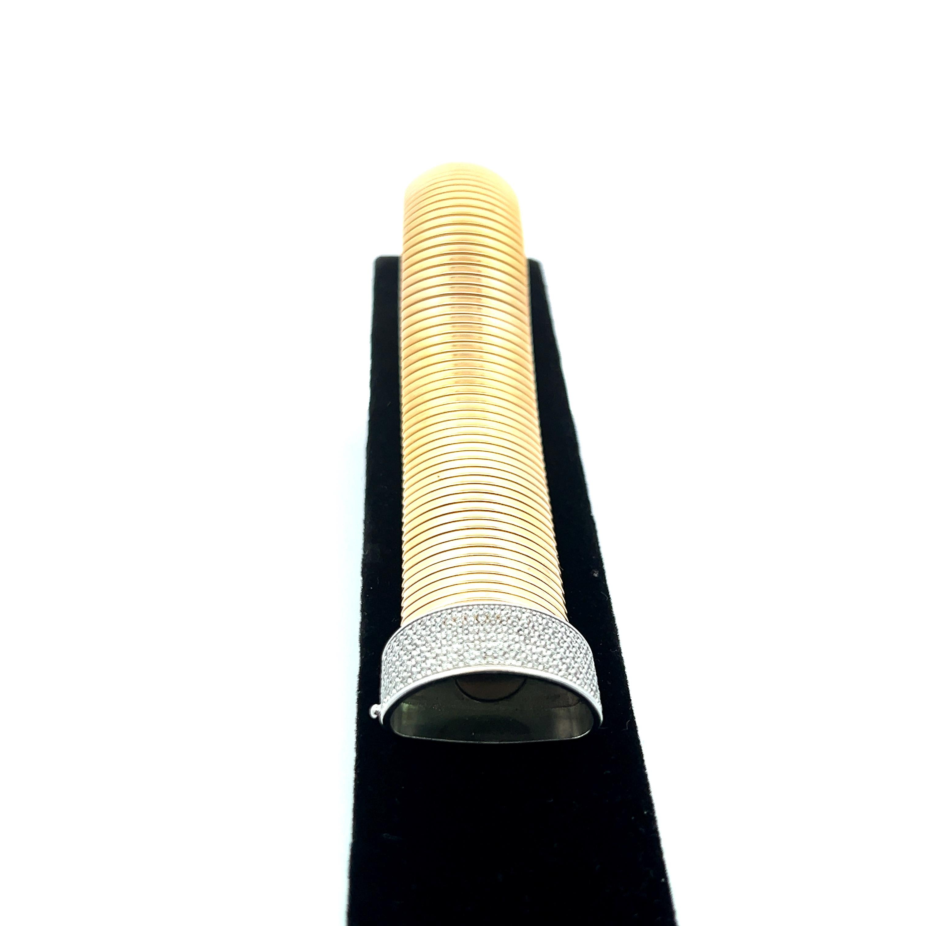 2.00ct Round Brilliant H VS1 Diamond 18K Two-Tone Gold Tubogas Bracelet