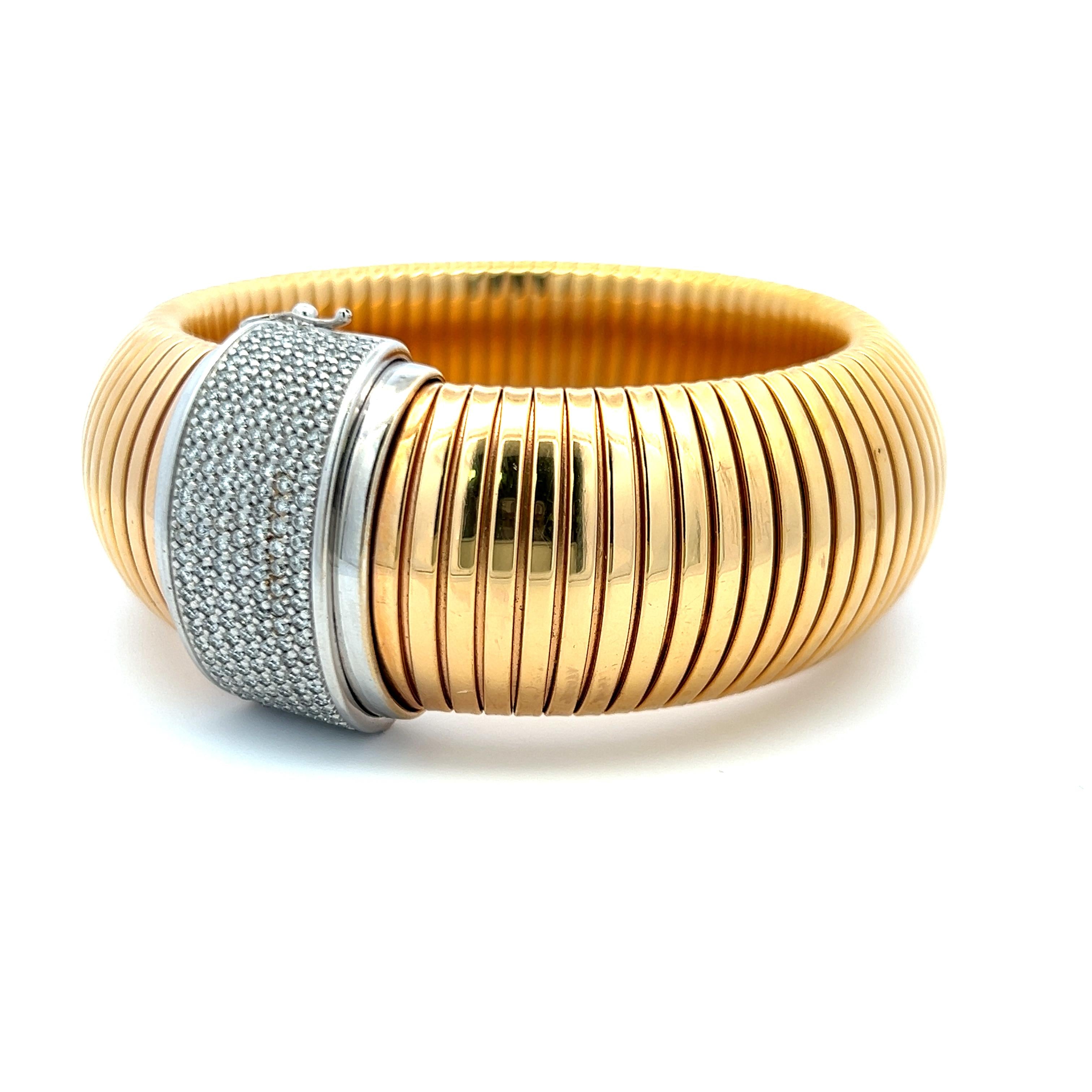 2.00ct Round Brilliant H VS1 Diamond 18K Two-Tone Gold Tubogas Bracelet