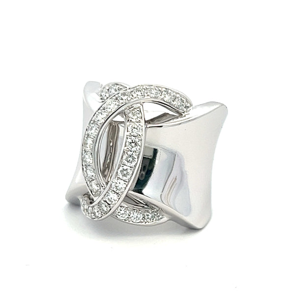 1.00 Carat Round Brilliant H VS1 Diamond 18 Karat White Gold Cocktail Ring