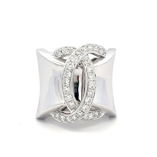 1.00 Carat Round Brilliant H VS1 Diamond 18 Karat White Gold Cocktail Ring