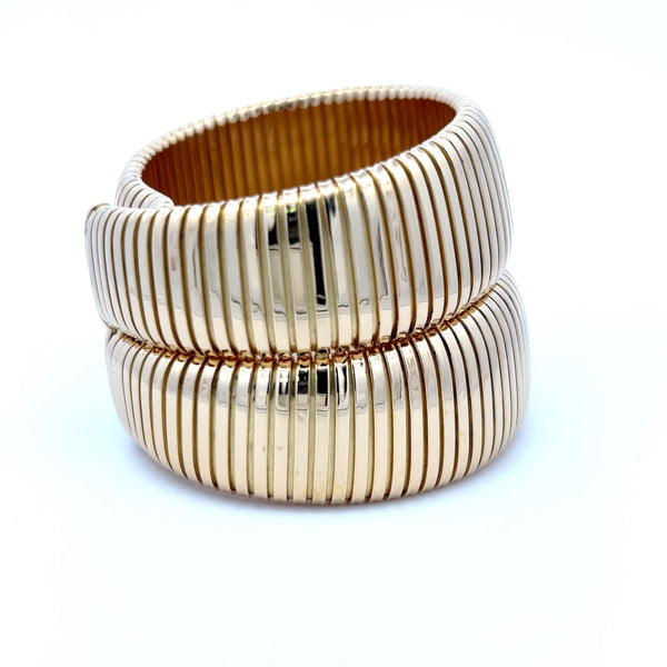 Carlo Weingrill Vintage 127.90 Grams 18 Karat Yellow Gold Tubogas Bracelet