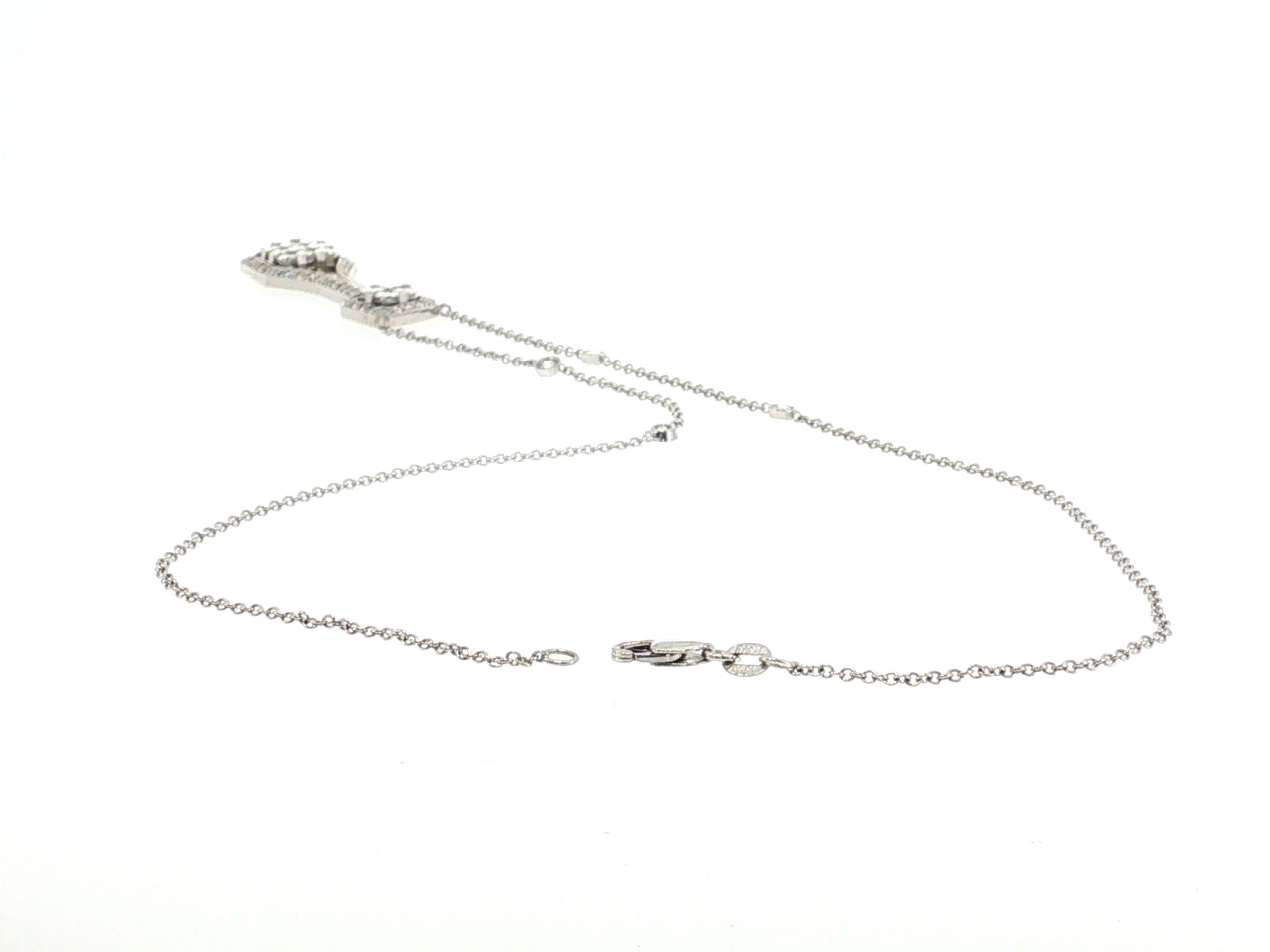 18K White Gold Pendant Necklace with 2.72 Carat Asscher & Round Diamonds
