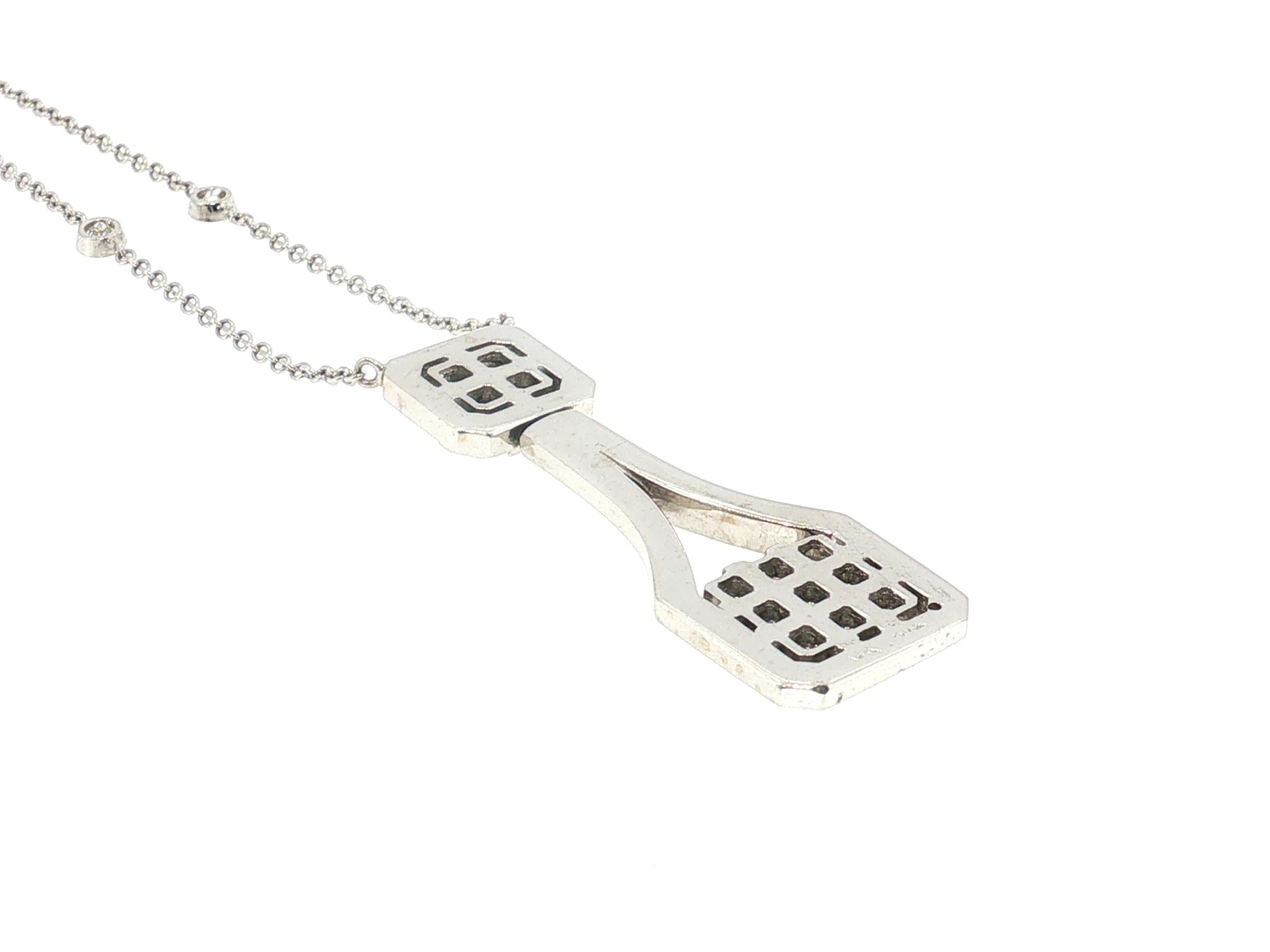 18K White Gold Pendant Necklace with 2.72 Carat Asscher & Round Diamonds