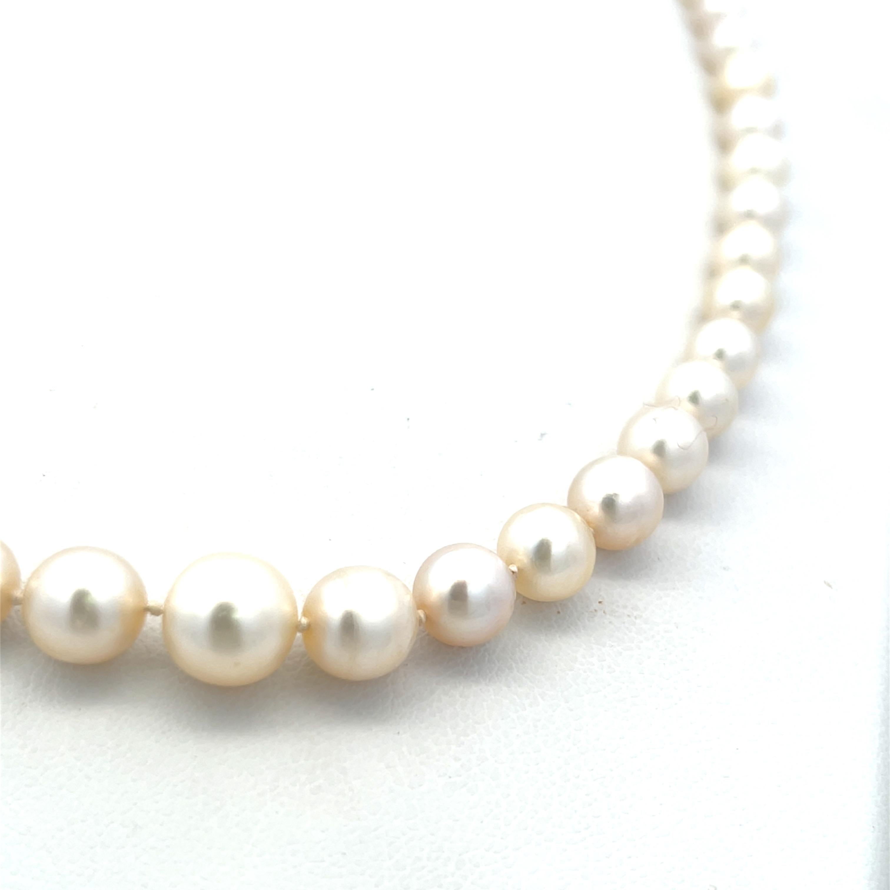 4.5-8.09MM Pearl 0.60 Carat Marquis and Old European Diamond 14K WG Necklace
