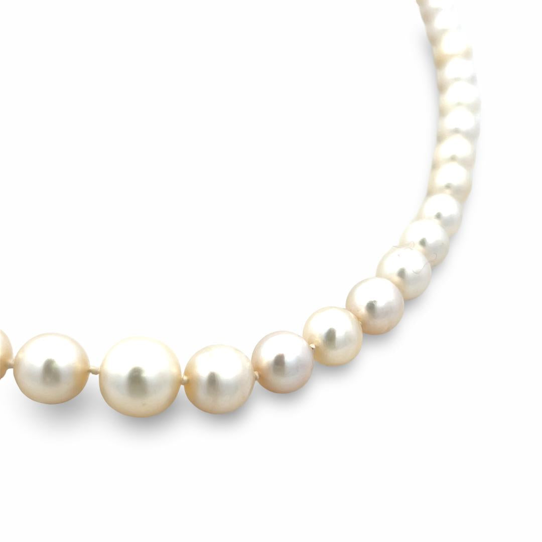 14K WG Beaded Necklace 0.6ct Marquis & Old European Diamonds 4.5-8.09mm Pearls