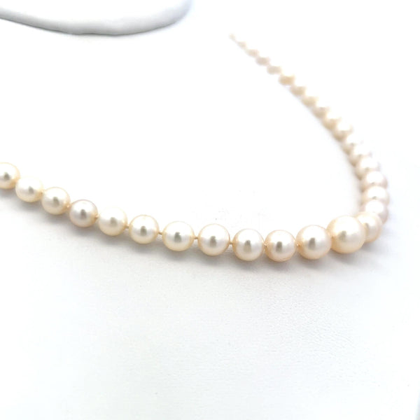 4.5-8.09MM Pearl 0.60 Carat Marquis and Old European Diamond 14K WG Necklace