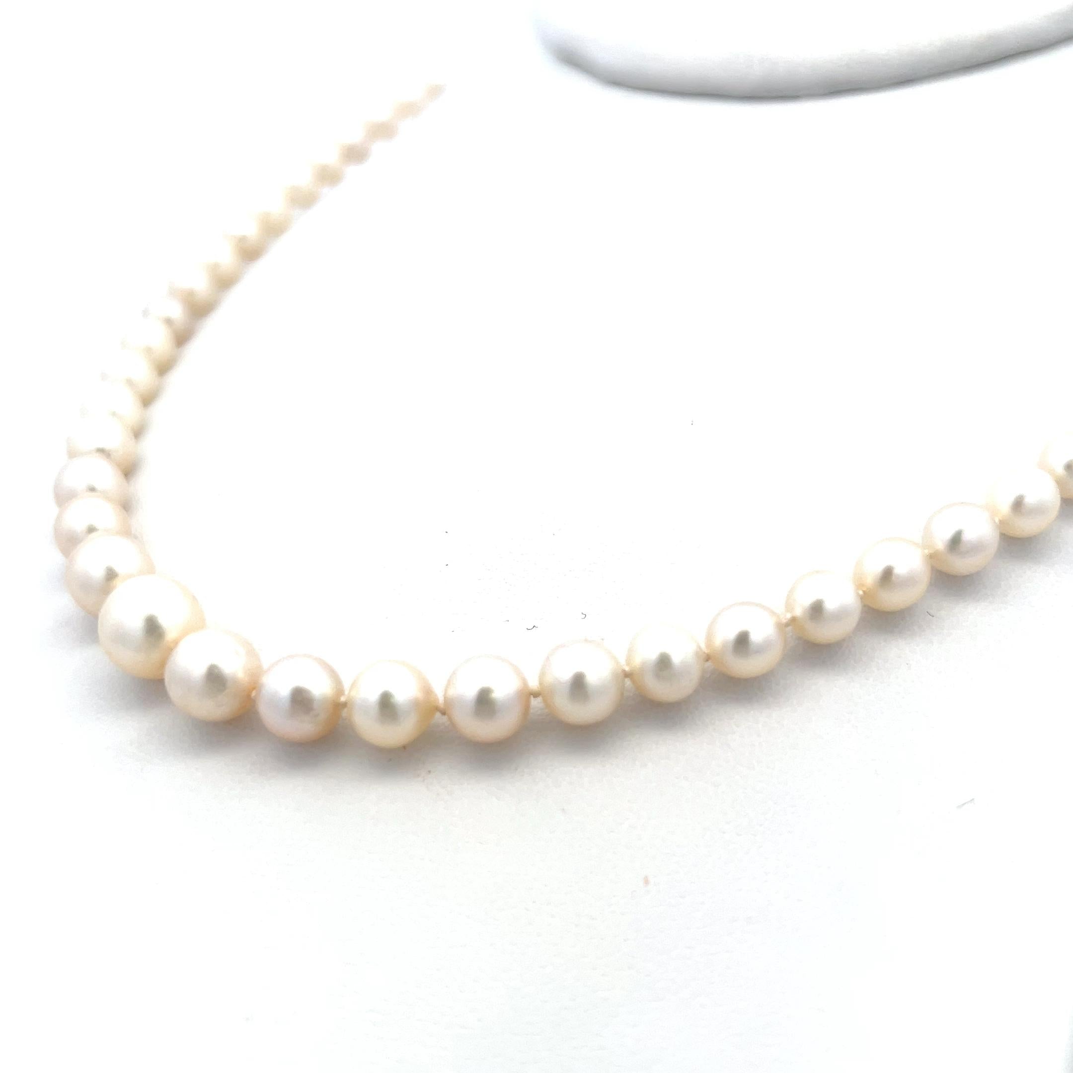 4.5-8.09MM Pearl 0.60 Carat Marquis and Old European Diamond 14K WG Necklace