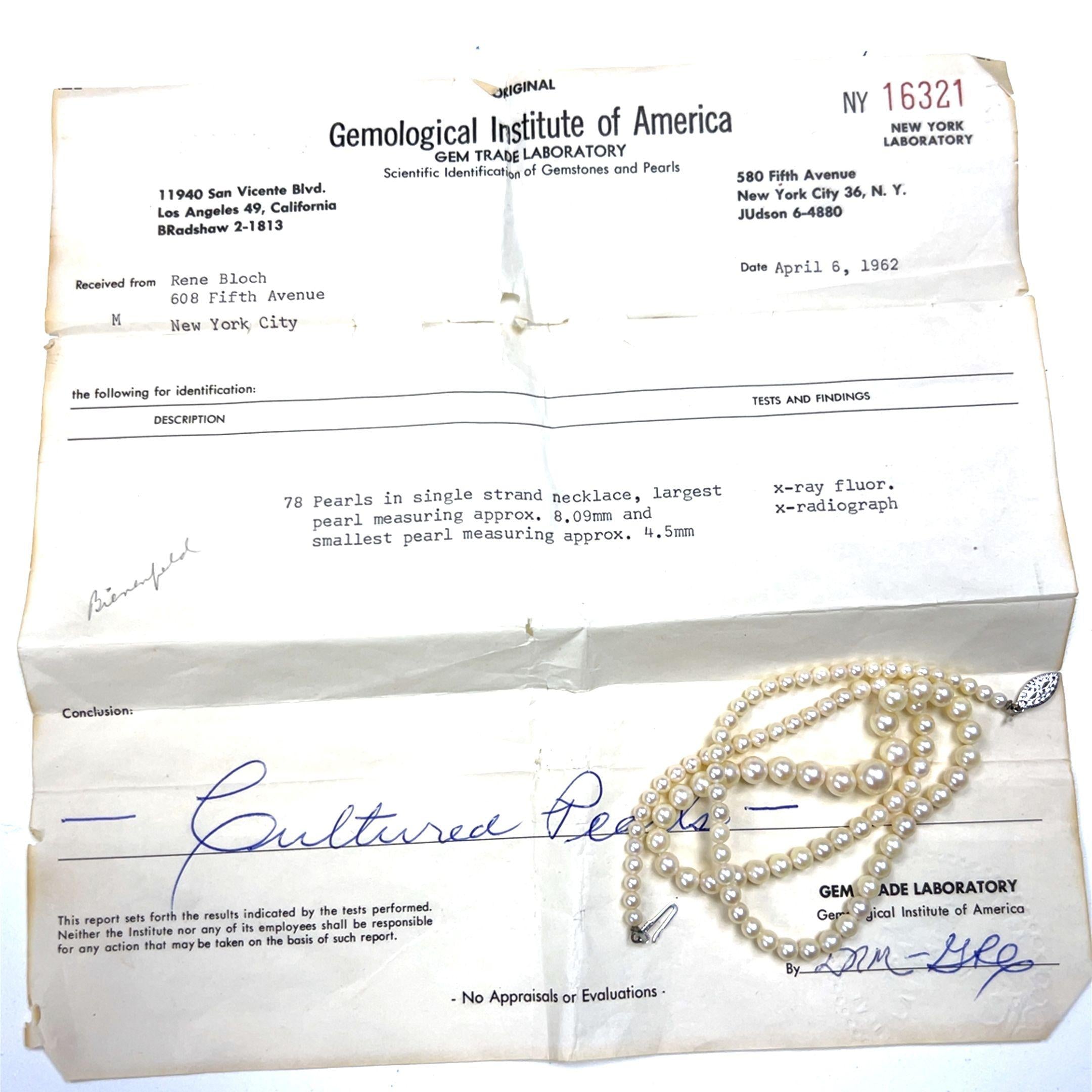 4.5-8.09MM Pearl 0.60 Carat Marquis and Old European Diamond 14K WG Necklace