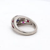 0.75 Carat Sapphire 0.10 Carat Round Ruby Platinum Gems Stone Ring