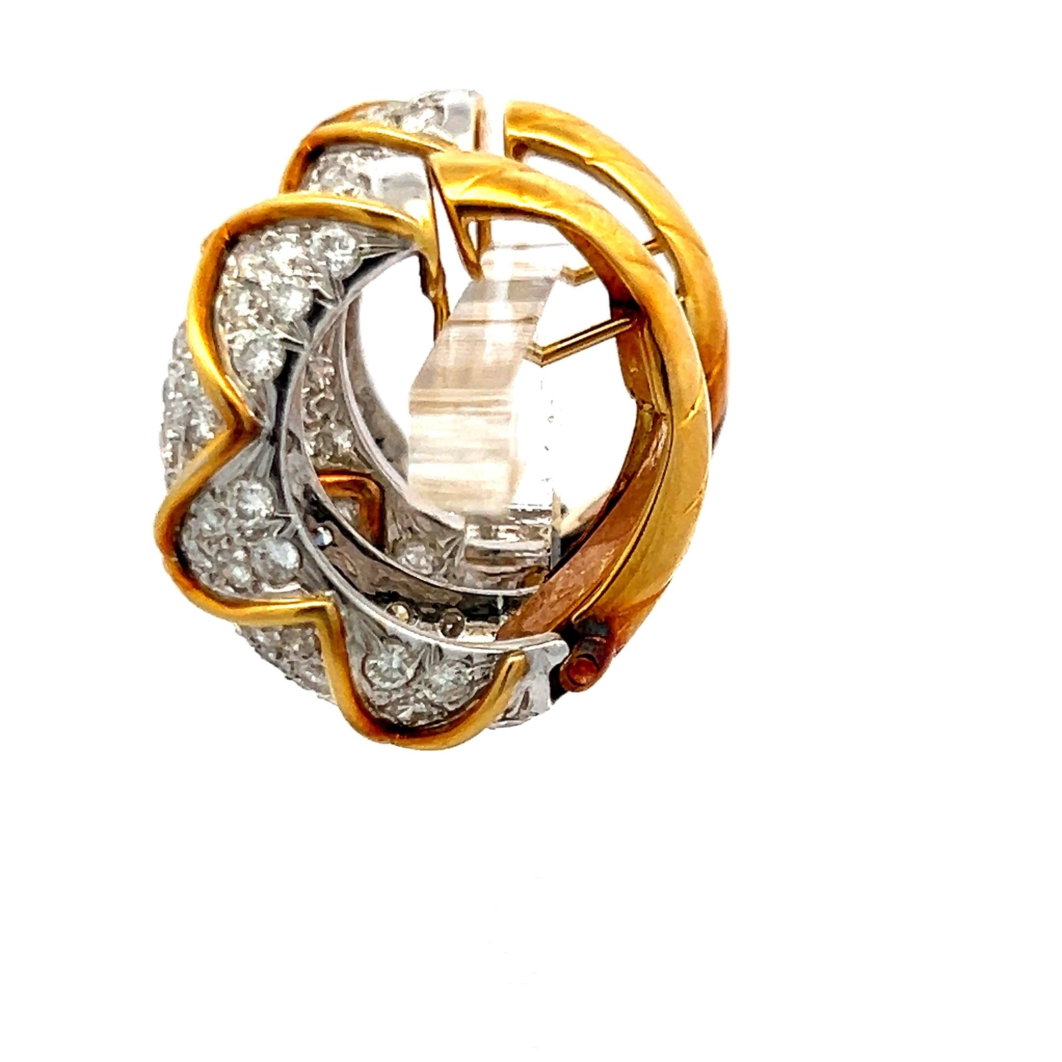 7.00ct G VS2 Diamond Pavé Huggie Earrings in 18K Yellow Gold (Vintage)