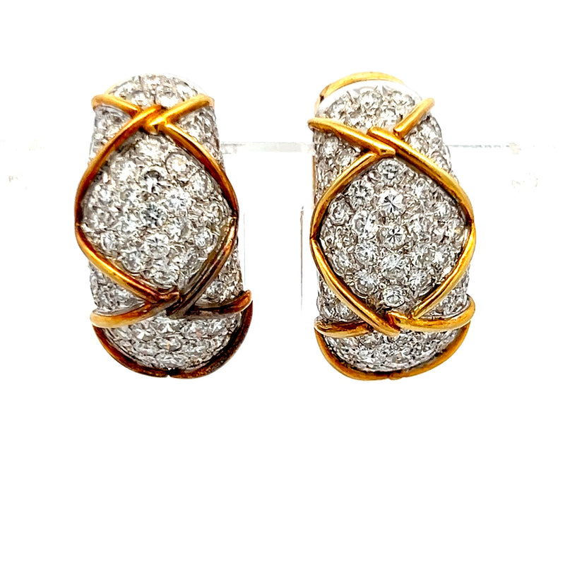 7.00 Carat Round Brilliant G VS2 Diamond 18 Karat Yellow Gold Huggie Earrings