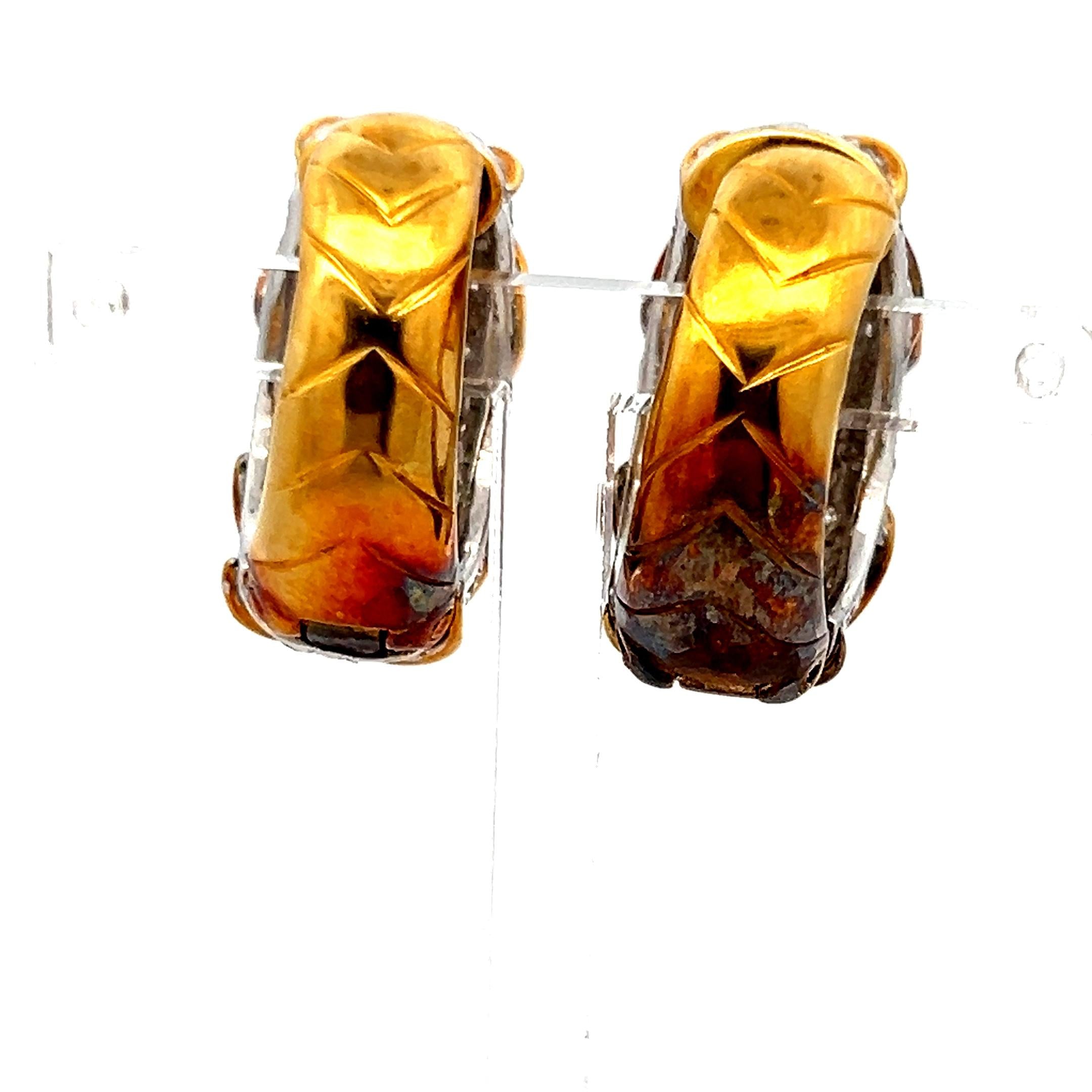 7.00ct G VS2 Diamond Pavé Huggie Earrings in 18K Yellow Gold (Vintage)