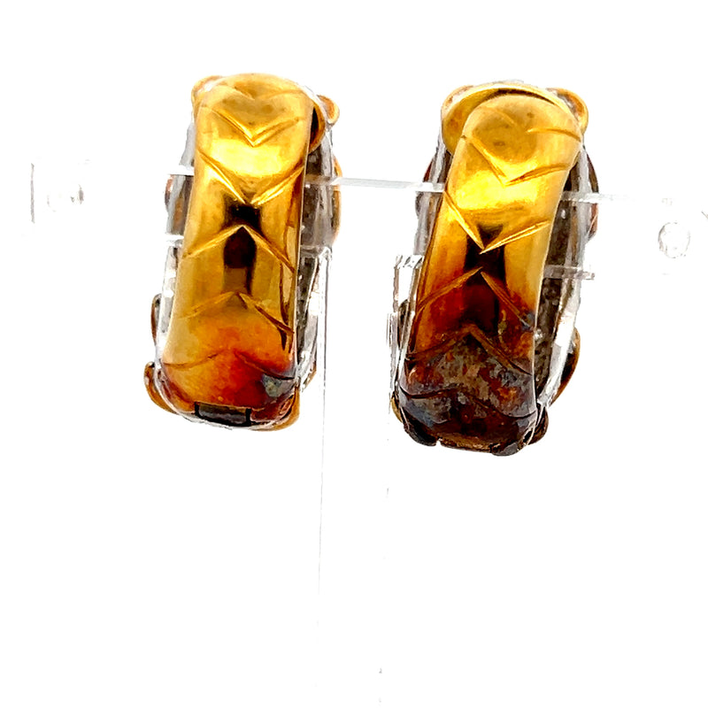 7.00 Carat Round Brilliant G VS2 Diamond 18 Karat Yellow Gold Huggie Earrings