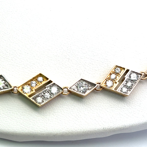 20.00 Carat Round Brilliant Diamond 18 Karat Two Tone Gold Link Necklace