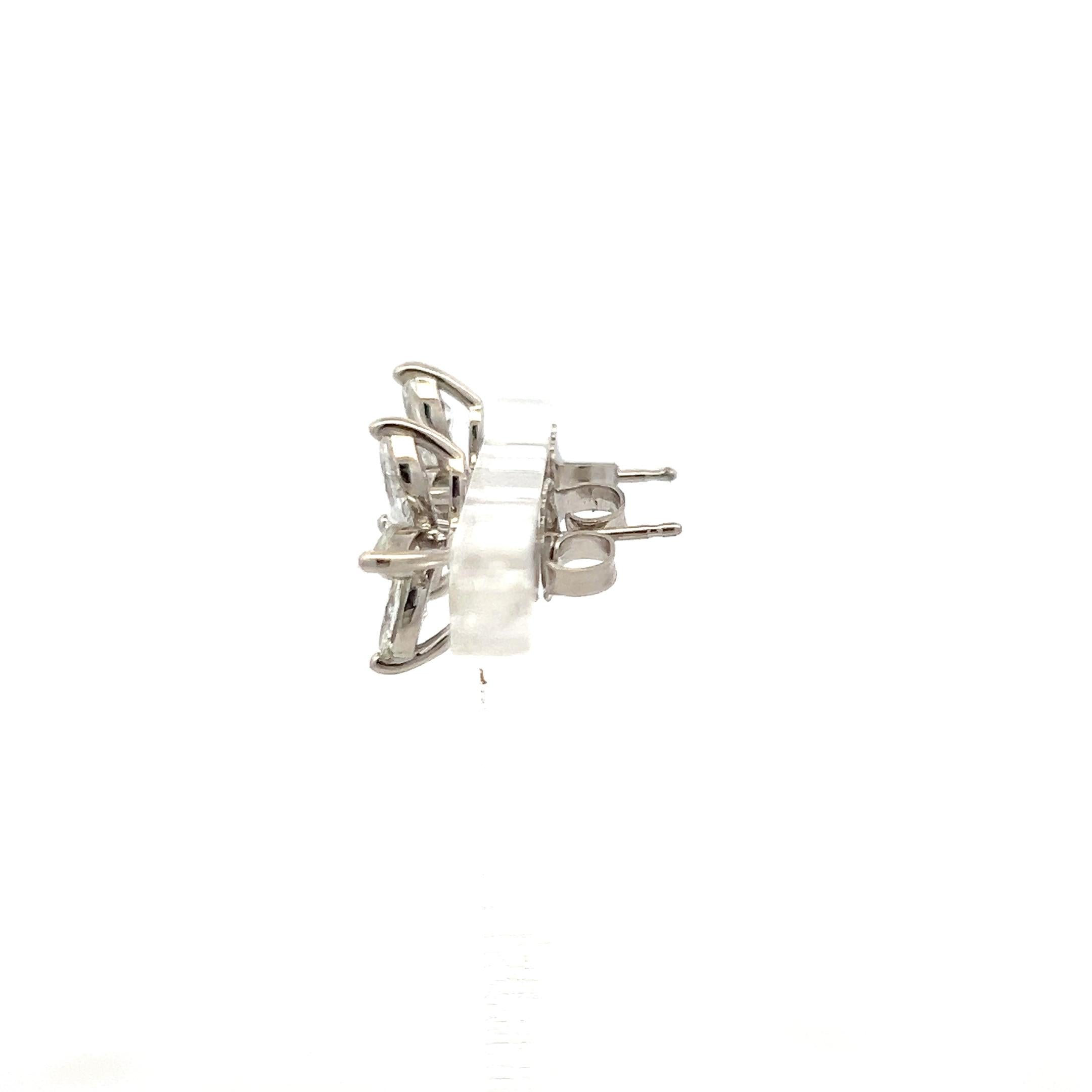 Vintage 14K White Gold Studs Earrings with 1.3 Carat Marquis Diamonds