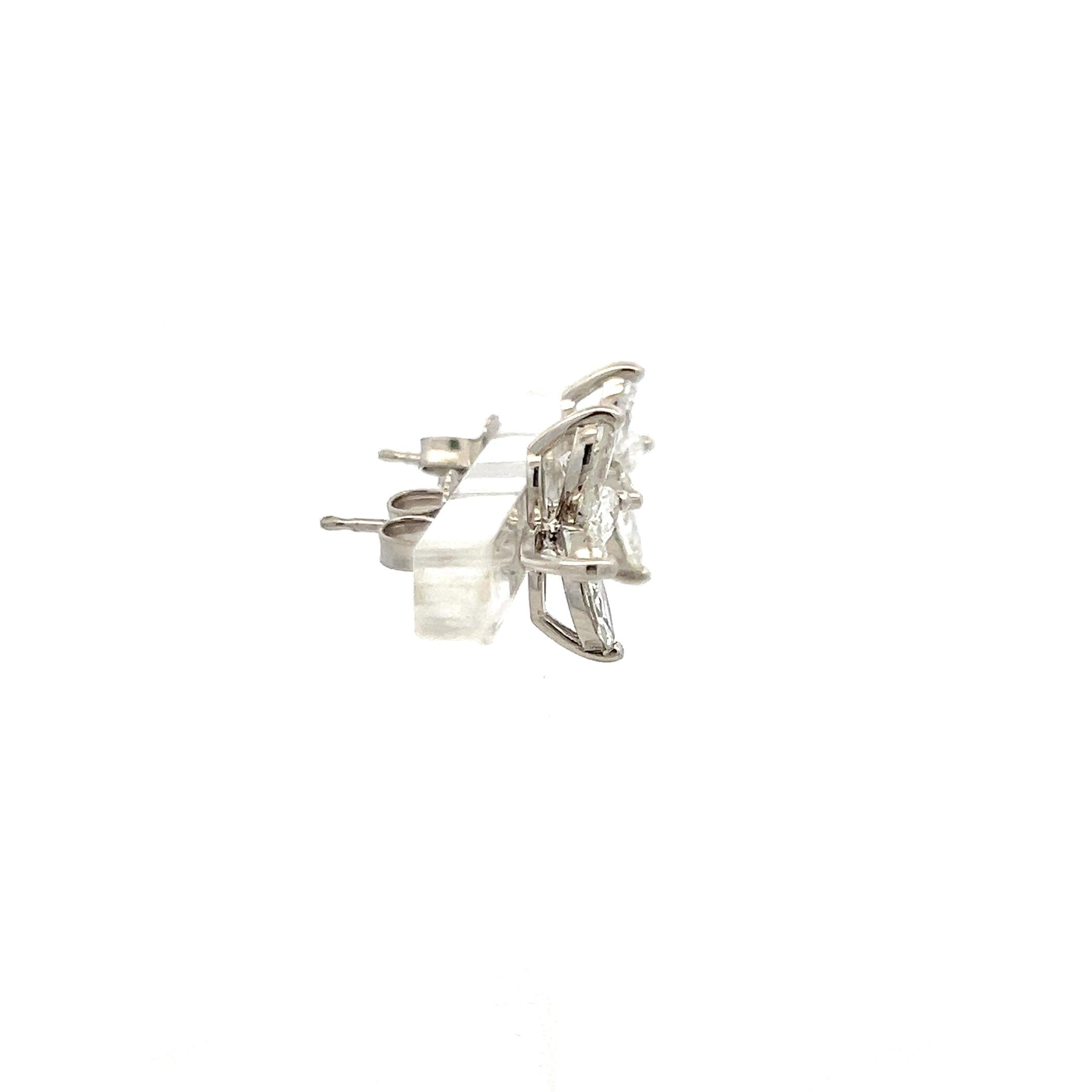 Vintage 14K White Gold Studs Earrings with 1.3 Carat Marquis Diamonds