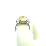 5.54 Carat Radiant Cut and Half Moon Shape Diamond 14K WG Engagement Ring