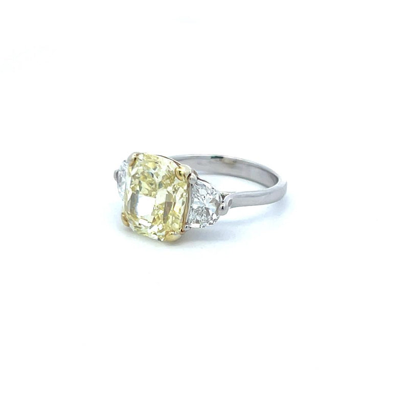 5.54 Carat Radiant Cut and Half Moon Shape Diamond 14K WG Engagement Ring