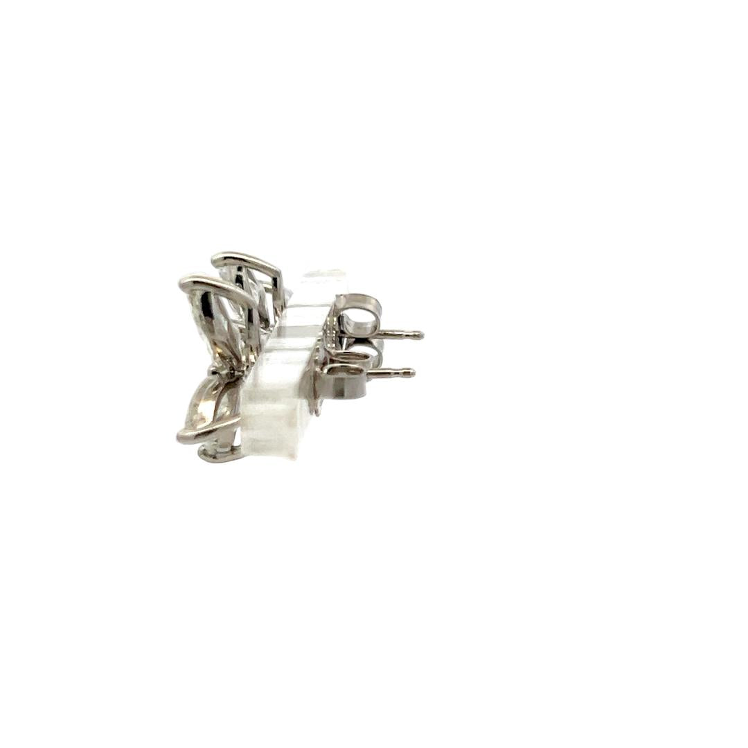 New 14K White Gold Stud Earrings with 3.05 Carat Marquis H VS1 Diamonds