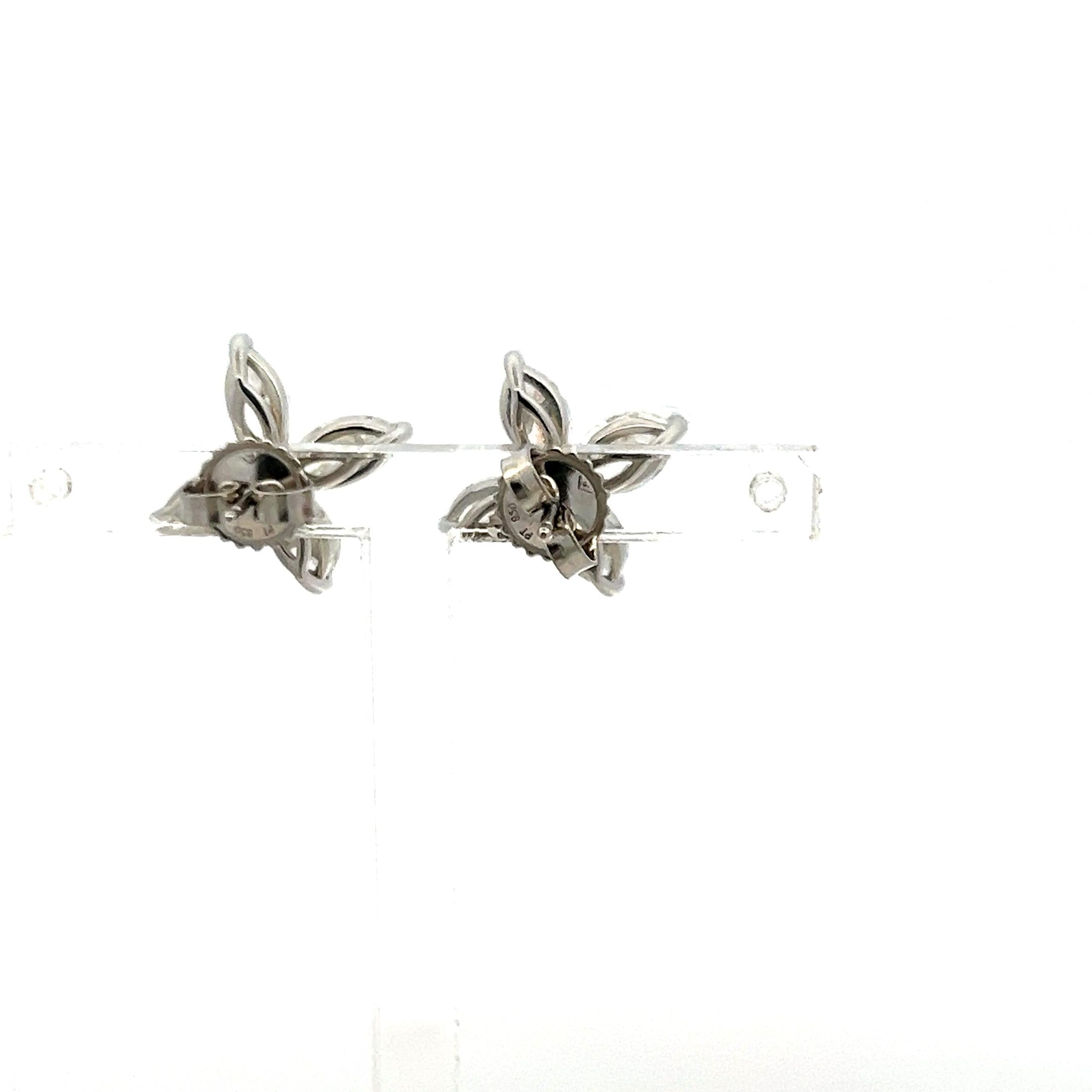 New 14K White Gold Stud Earrings with 3.05 Carat Marquis H VS1 Diamonds