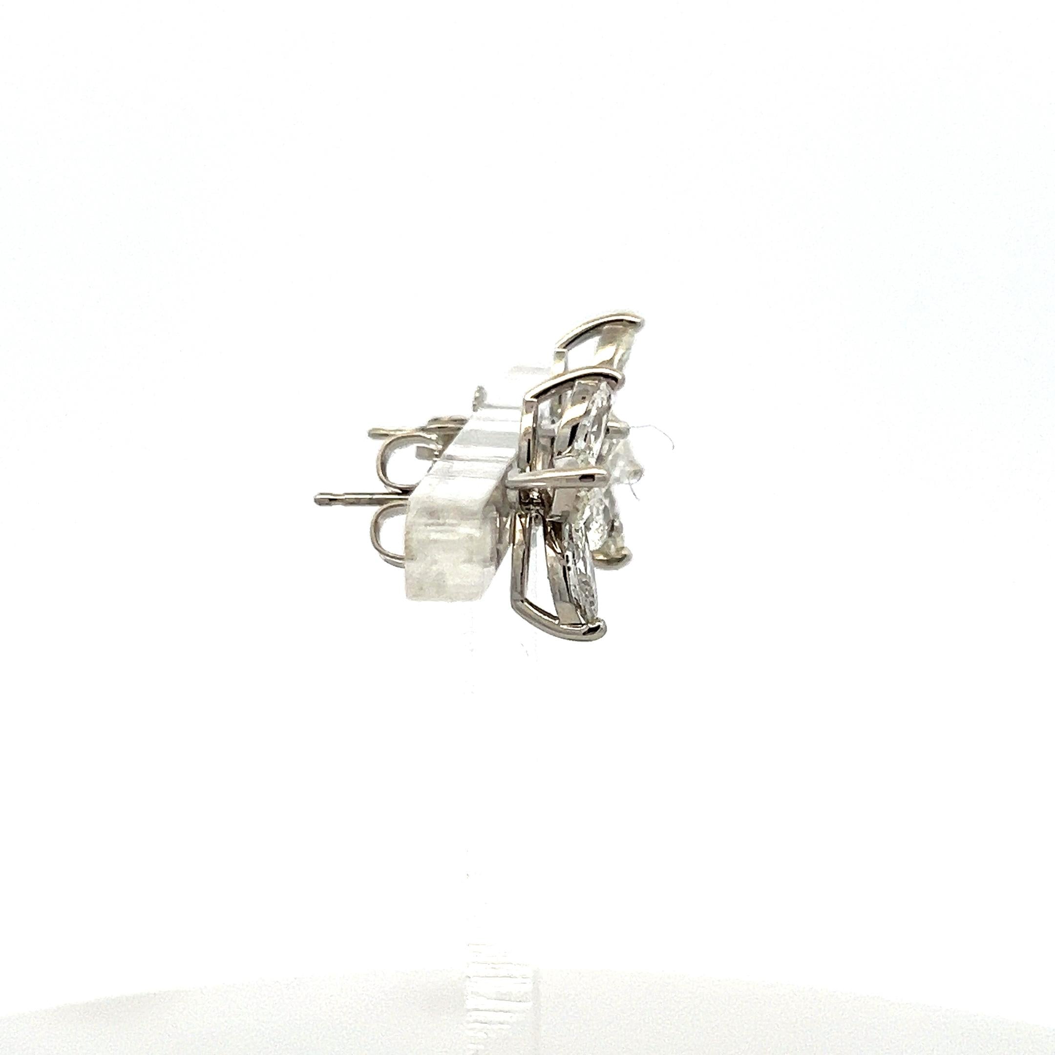3.05ct Marquise Diamond Floral Stud Earrings in 14K White Gold H VS1