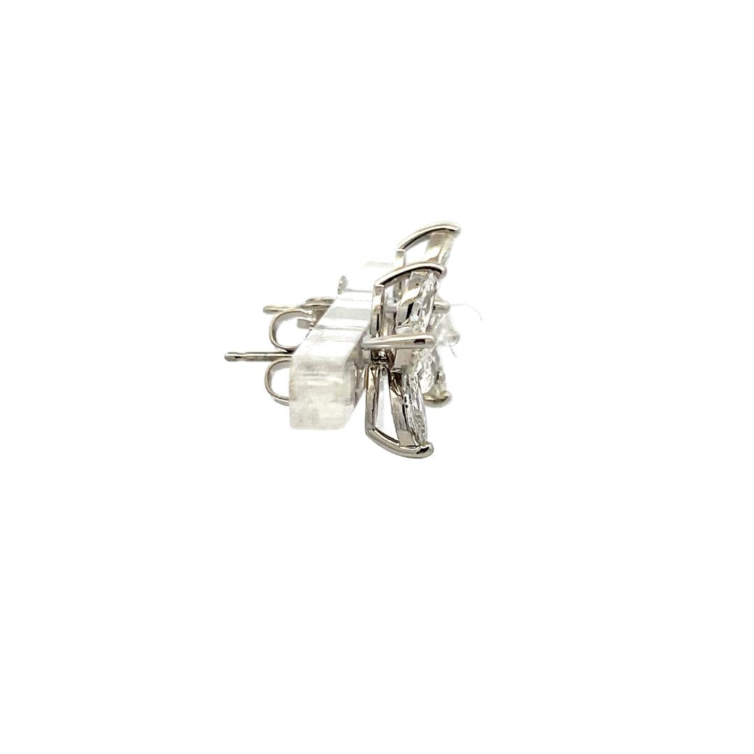New 14K White Gold Stud Earrings with 3.05 Carat Marquis H VS1 Diamonds