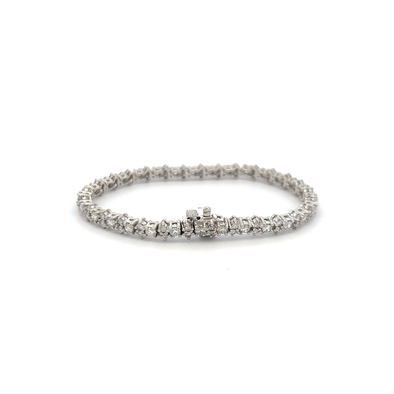 4.93 Carat Round Brilliant H VS2 Diamond 14 Karat White Gold Tennis Bracelet