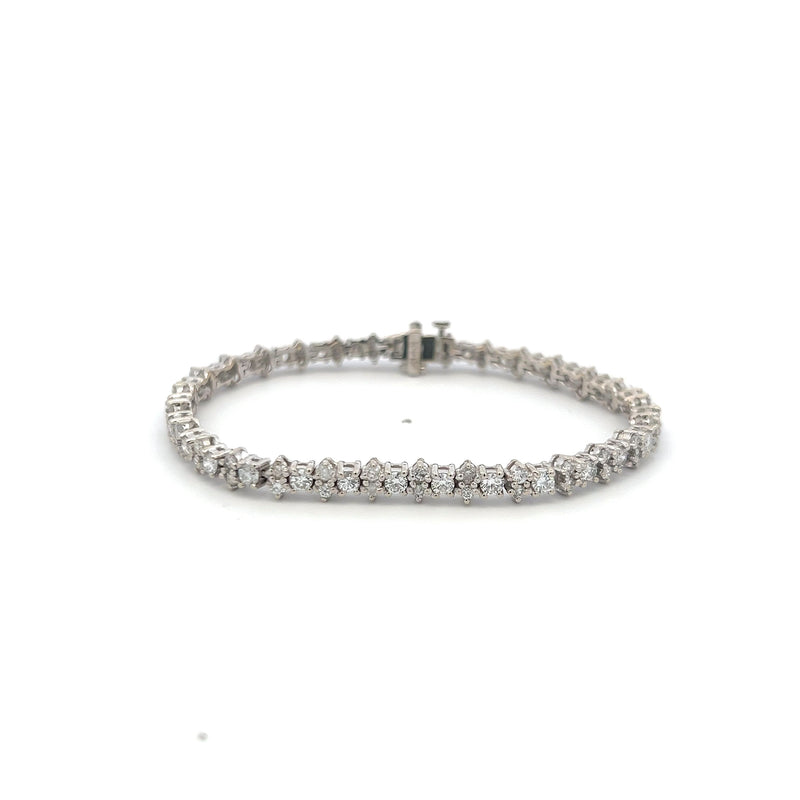 4.93 Carat Round Brilliant H VS2 Diamond 14 Karat White Gold Tennis Bracelet