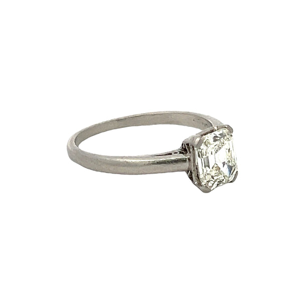 1.18 Carat Asscher Cut K VVS1 Diamond Platinum Engagement Ring