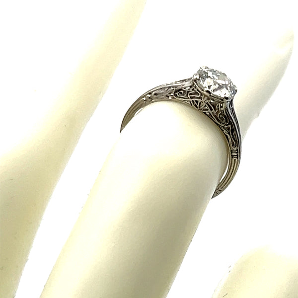 0.89 Carat Old European Cut I SI2 Diamond Platinum Engagement Ring