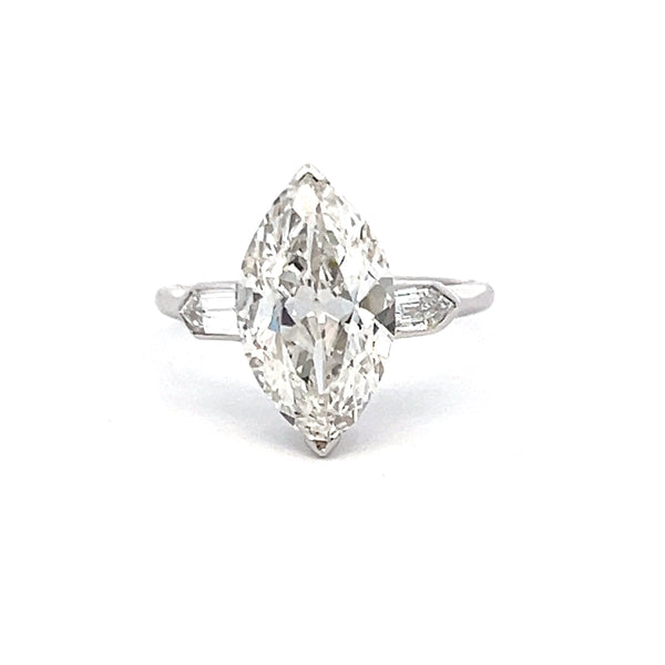 3.45 Carat Marquis and Bullets Shape Diamond Platinum Engagement Ring