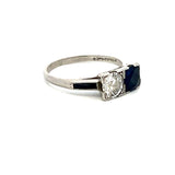 1.06 Carat Sapphire 1.00 Carat Old European Cut Diamond Platinum Two-Stone Ring