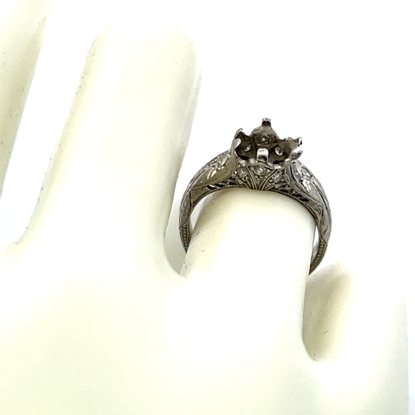 0.26 Carat Old European Cut I VS2 Diamond Platinum Semi Mount Ring