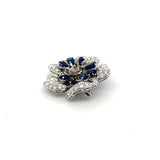 5.00 Carat Sapphire 4.00 Carat  Diamond Platinum Semi Mount Brooch