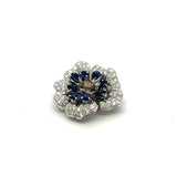 5.00 Carat Sapphire 4.00 Carat  Diamond Platinum Semi Mount Brooch