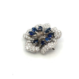 5.00 Carat Sapphire 4.00 Carat  Diamond Platinum Semi Mount Brooch