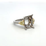 0.94 Carat Bullets Shape Fancy Yellow Diamond Platinum Semi Mount Ring