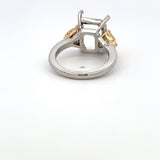 0.94 Carat Bullets Shape Fancy Yellow Diamond Platinum Semi Mount Ring