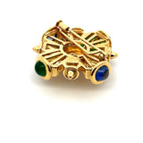 3.00 Carat Emerald 3.00 Carat Sapphire 1.00 Carat 18 Karat Yellow Gold Pin Brooch