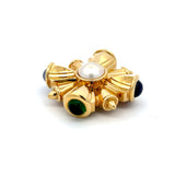 3.00 Carat Emerald 3.00 Carat Sapphire 1.00 Carat 18 Karat Yellow Gold Pin Brooch