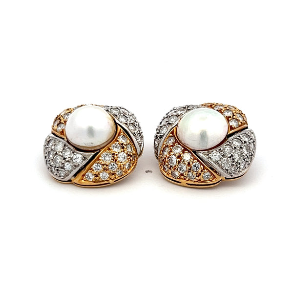 2.00 Carat Round Brilliant Diamond 18K Two Tone Gold Clip On Earrings