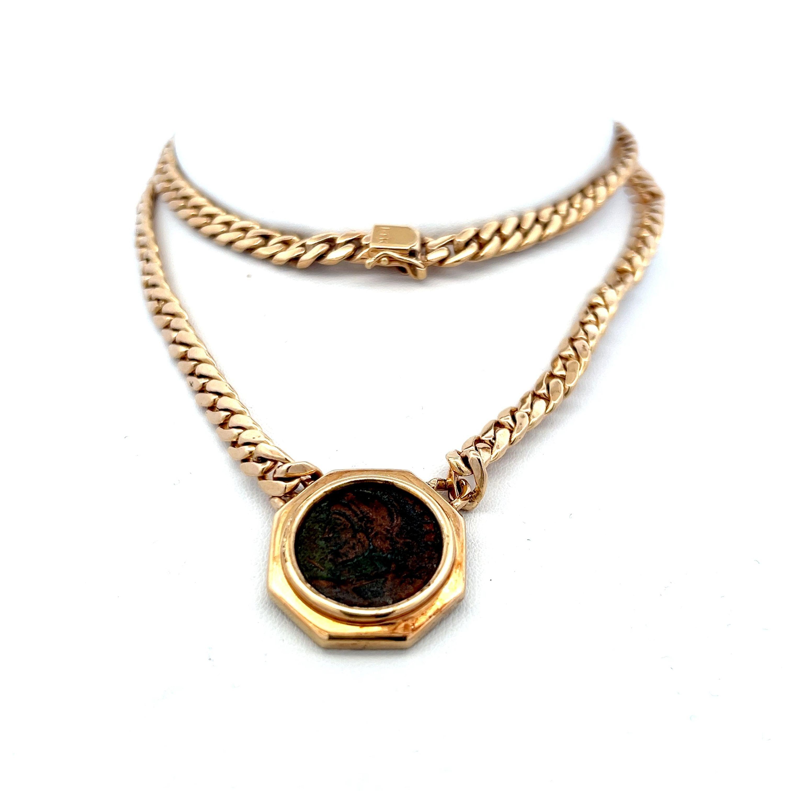 Vintage 14K Yellow Gold Pendant Necklace 66.68 Grams