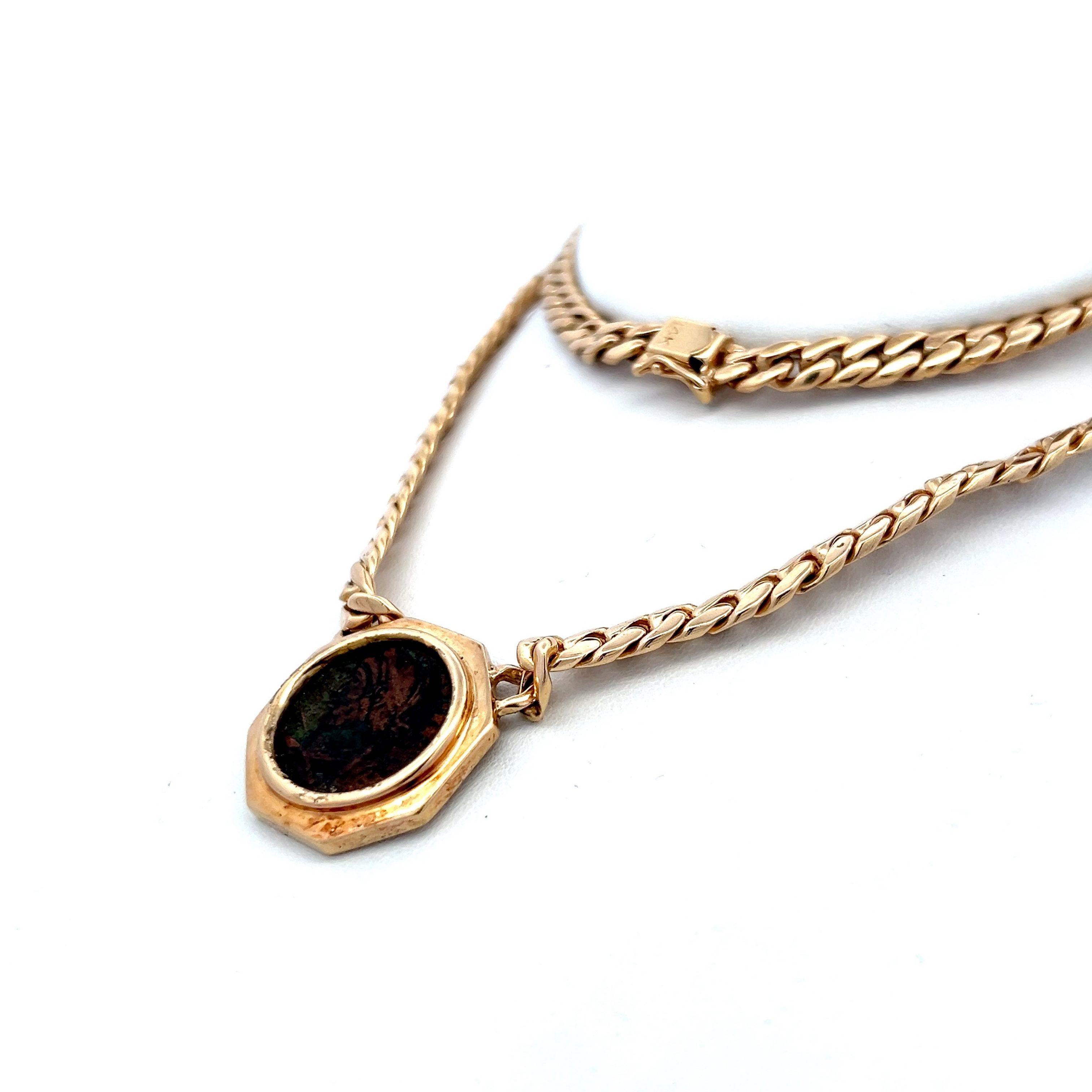 Vintage 14K Yellow Gold Pendant Necklace 66.68 Grams